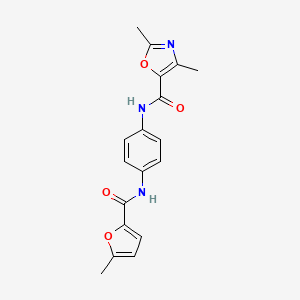 molecular formula C18H17N3O4 B4008290 2,4-二甲基-N-{4-[(5-甲基-2-呋喃基)氨基]苯基}-1,3-恶唑-5-甲酰胺 