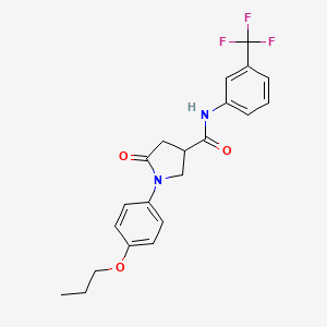 molecular formula C21H21F3N2O3 B4008297 5-oxo-1-(4-propoxyphenyl)-N-[3-(trifluoromethyl)phenyl]-3-pyrrolidinecarboxamide 