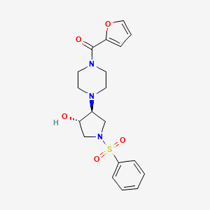 molecular formula C19H23N3O5S B4008369 (3S*,4S*)-4-[4-(2-呋喃酰基)-1-哌嗪基]-1-(苯磺酰基)-3-吡咯烷醇 