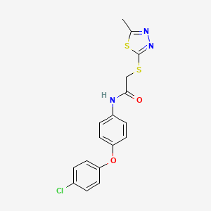 molecular formula C17H14ClN3O2S2 B4008376 N-[4-(4-chlorophenoxy)phenyl]-2-[(5-methyl-1,3,4-thiadiazol-2-yl)thio]acetamide 