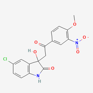 molecular formula C17H13ClN2O6 B4008382 5-chloro-3-hydroxy-3-[2-(4-methoxy-3-nitrophenyl)-2-oxoethyl]-1,3-dihydro-2H-indol-2-one 