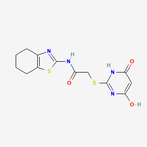 molecular formula C13H14N4O3S2 B4008402 2-[(4-hydroxy-6-oxo-1,6-dihydro-2-pyrimidinyl)thio]-N-(4,5,6,7-tetrahydro-1,3-benzothiazol-2-yl)acetamide 