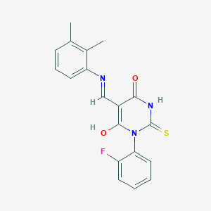 molecular formula C19H16FN3O2S B4008415 5-{[(2,3-dimethylphenyl)amino]methylene}-1-(2-fluorophenyl)-2-thioxodihydro-4,6(1H,5H)-pyrimidinedione 