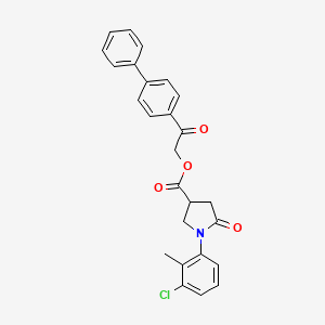 molecular formula C26H22ClNO4 B4008472 2-(4-biphenylyl)-2-oxoethyl 1-(3-chloro-2-methylphenyl)-5-oxo-3-pyrrolidinecarboxylate 