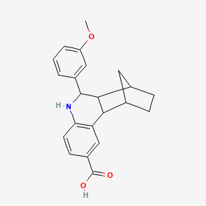 molecular formula C22H23NO3 B4008479 10-(3-methoxyphenyl)-9-azatetracyclo[10.2.1.0~2,11~.0~3,8~]pentadeca-3,5,7-triene-5-carboxylic acid 