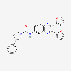 molecular formula C27H22N4O3 B4008487 N-(2,3-二-2-呋喃基-6-喹喔啉基)-3-苯基-1-吡咯烷甲酰胺 