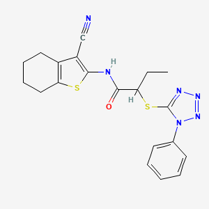 molecular formula C20H20N6OS2 B4008497 N-(3-cyano-4,5,6,7-tetrahydro-1-benzothien-2-yl)-2-[(1-phenyl-1H-tetrazol-5-yl)thio]butanamide 