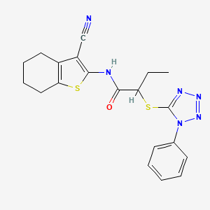 molecular formula C20H20N6OS2 B4008497 N-(3-氰基-4,5,6,7-四氢-1-苯并噻-2-基)-2-[(1-苯基-1H-四唑-5-基)硫代]丁酰胺 