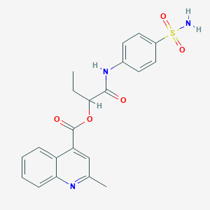 molecular formula C21H21N3O5S B4008502 1-({[4-(aminosulfonyl)phenyl]amino}carbonyl)propyl 2-methyl-4-quinolinecarboxylate 