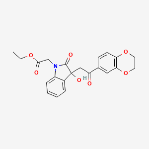 ethyl {3-[2-(2,3-dihydro-1,4-benzodioxin-6-yl)-2-oxoethyl]-3-hydroxy-2-oxo-2,3-dihydro-1H-indol-1-yl}acetate