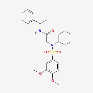 molecular formula C24H32N2O5S B4008542 N~2~-cyclohexyl-N~2~-[(3,4-dimethoxyphenyl)sulfonyl]-N~1~-(1-phenylethyl)glycinamide 