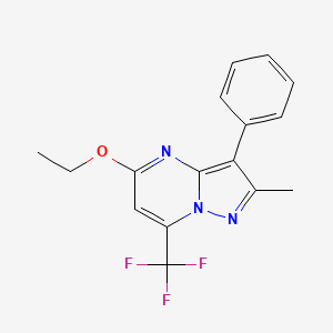 molecular formula C16H14F3N3O B4008575 5-ethoxy-2-methyl-3-phenyl-7-(trifluoromethyl)pyrazolo[1,5-a]pyrimidine 