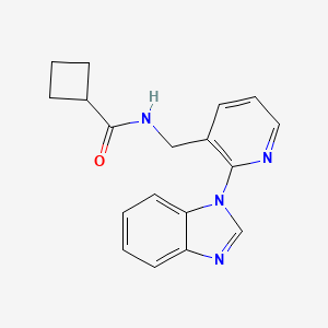 molecular formula C18H18N4O B4008601 N-{[2-(1H-benzimidazol-1-yl)-3-pyridinyl]methyl}cyclobutanecarboxamide 