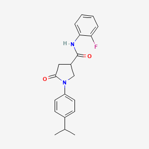molecular formula C20H21FN2O2 B4008612 N-(2-fluorophenyl)-1-(4-isopropylphenyl)-5-oxo-3-pyrrolidinecarboxamide 