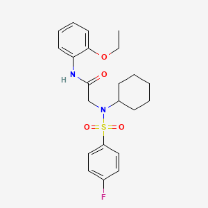 molecular formula C22H27FN2O4S B4008623 N~2~-cyclohexyl-N~1~-(2-ethoxyphenyl)-N~2~-[(4-fluorophenyl)sulfonyl]glycinamide 