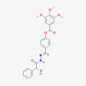 molecular formula C25H24N2O7 B400863 4-{2-[Hydroxy(phenyl)acetyl]carbohydrazonoyl}phenyl 3,4,5-trimethoxybenzoate 