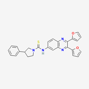 molecular formula C27H22N4O2S B4008635 N-(2,3-di-2-furyl-6-quinoxalinyl)-3-phenyl-1-pyrrolidinecarbothioamide 