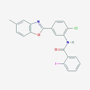 molecular formula C21H14ClIN2O2 B400865 N-[2-chloro-5-(5-methyl-1,3-benzoxazol-2-yl)phenyl]-2-iodobenzamide 
