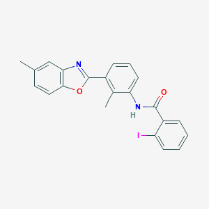 molecular formula C22H17IN2O2 B400868 2-iodo-N-[2-methyl-3-(5-methyl-1,3-benzoxazol-2-yl)phenyl]benzamide 