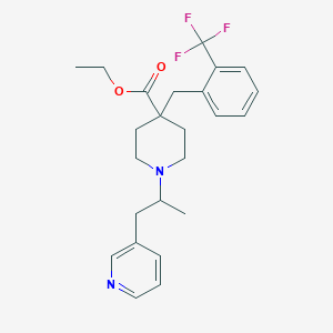 molecular formula C24H29F3N2O2 B4008680 ethyl 1-[1-methyl-2-(3-pyridinyl)ethyl]-4-[2-(trifluoromethyl)benzyl]-4-piperidinecarboxylate 