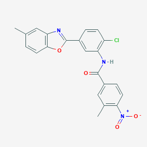 molecular formula C22H16ClN3O4 B400871 N-[2-Chloro-5-(5-methyl-benzooxazol-2-yl)-phenyl]-3-methyl-4-nitro-benzamide CAS No. 301354-47-2