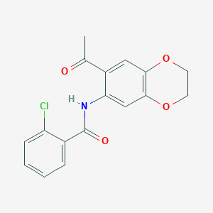 molecular formula C17H14ClNO4 B4008714 N-(7-acetyl-2,3-dihydro-1,4-benzodioxin-6-yl)-2-chlorobenzamide 