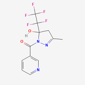 molecular formula C12H10F5N3O2 B4008717 3-methyl-5-(pentafluoroethyl)-1-(3-pyridinylcarbonyl)-4,5-dihydro-1H-pyrazol-5-ol 