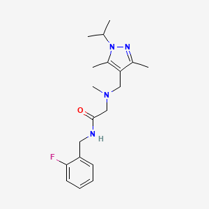 molecular formula C19H27FN4O B4008725 N-(2-fluorobenzyl)-2-[[(1-isopropyl-3,5-dimethyl-1H-pyrazol-4-yl)methyl](methyl)amino]acetamide 