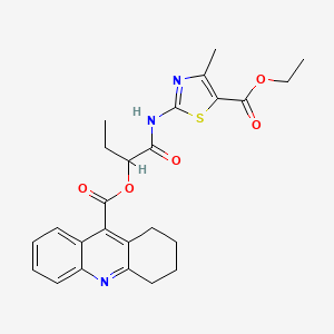 molecular formula C25H27N3O5S B4008734 1-({[5-(ethoxycarbonyl)-4-methyl-1,3-thiazol-2-yl]amino}carbonyl)propyl 1,2,3,4-tetrahydro-9-acridinecarboxylate 