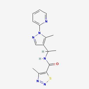 molecular formula C15H16N6OS B4008747 4-methyl-N-{1-[5-methyl-1-(2-pyridinyl)-1H-pyrazol-4-yl]ethyl}-1,2,3-thiadiazole-5-carboxamide 