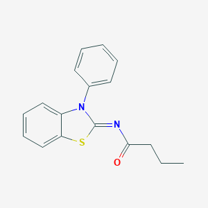 molecular formula C17H16N2OS B400882 N-(3-phenyl-1,3-benzothiazol-2(3H)-ylidene)butanamide 