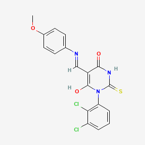molecular formula C18H13Cl2N3O3S B4008837 1-(2,3-dichlorophenyl)-5-{[(4-methoxyphenyl)amino]methylene}-2-thioxodihydro-4,6(1H,5H)-pyrimidinedione 