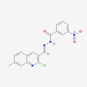 molecular formula C18H13ClN4O3 B400884 (E)-N'-((2-chloro-7-methylquinolin-3-yl)methylene)-3-nitrobenzohydrazide CAS No. 321968-05-2