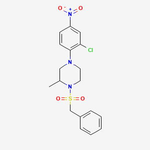 molecular formula C18H20ClN3O4S B4008879 1-(benzylsulfonyl)-4-(2-chloro-4-nitrophenyl)-2-methylpiperazine 