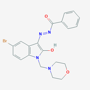 molecular formula C20H19BrN4O3 B400888 N'-[5-bromo-1-(4-morpholinylmethyl)-2-oxo-1,2-dihydro-3H-indol-3-ylidene]benzohydrazide 