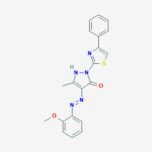 molecular formula C20H17N5O2S B400889 4-[(2-Methoxy-phenyl)-hydrazono]-5-methyl-2-(4-phenyl-thiazol-2-yl)-2,4-dihydro- 