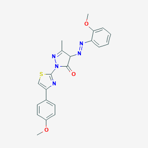 molecular formula C21H19N5O3S B400890 4-[(2-methoxyphenyl)diazenyl]-2-[4-(4-methoxyphenyl)-1,3-thiazol-2-yl]-5-methyl-2,4-dihydro-3H-pyrazol-3-one 