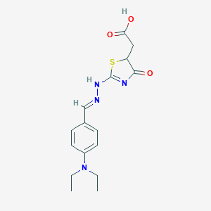 2-[2-[(2E)-2-[[4-(diethylamino)phenyl]methylidene]hydrazinyl]-4-oxo-1,3-thiazol-5-yl]acetic acid