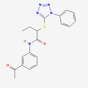 molecular formula C19H19N5O2S B4008947 N-(3-acetylphenyl)-2-[(1-phenyl-1H-tetrazol-5-yl)thio]butanamide 