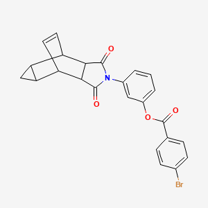 molecular formula C24H18BrNO4 B4008969 3-(3,5-dioxo-4-azatetracyclo[5.3.2.0~2,6~.0~8,10~]dodec-11-en-4-yl)phenyl 4-bromobenzoate 