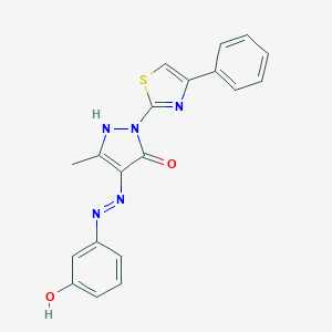 molecular formula C19H15N5O2S B400898 (4Z)-4-[2-(3-hydroxyphenyl)hydrazinylidene]-5-methyl-2-(4-phenyl-1,3-thiazol-2-yl)-2,4-dihydro-3H-pyrazol-3-one 