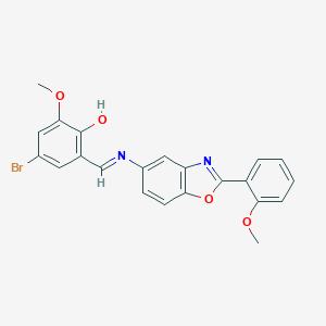 molecular formula C22H17BrN2O4 B400902 4-Bromo-2-methoxy-6-({[2-(2-methoxyphenyl)-1,3-benzoxazol-5-yl]imino}methyl)phenol 