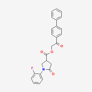 molecular formula C25H20FNO4 B4009039 2-(4-biphenylyl)-2-oxoethyl 1-(2-fluorophenyl)-5-oxo-3-pyrrolidinecarboxylate 