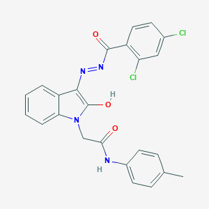 molecular formula C24H18Cl2N4O3 B400905 2-{3-[(2,4-dichlorobenzoyl)hydrazono]-2-oxo-2,3-dihydro-1H-indol-1-yl}-N-(4-methylphenyl)acetamide 