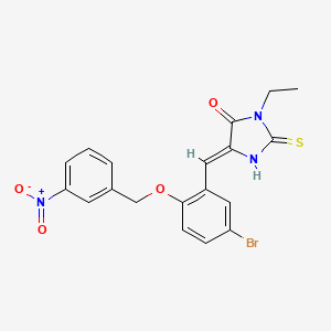 molecular formula C19H16BrN3O4S B4009124 5-{5-bromo-2-[(3-nitrobenzyl)oxy]benzylidene}-3-ethyl-2-thioxo-4-imidazolidinone 
