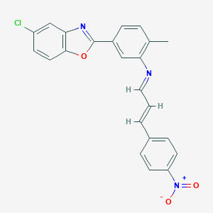 molecular formula C23H16ClN3O3 B400916 5-Chloro-2-{3-[(3-{4-nitrophenyl}-2-propenylidene)amino]-4-methylphenyl}-1,3-benzoxazole 