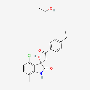 molecular formula C21H24ClNO4 B4009169 4-chloro-3-[2-(4-ethylphenyl)-2-oxoethyl]-3-hydroxy-7-methyl-1,3-dihydro-2H-indol-2-one - ethanol (1:1) 
