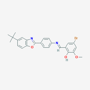 molecular formula C25H23BrN2O3 B400918 4-Bromo-2-({[4-(5-tert-butyl-1,3-benzoxazol-2-yl)phenyl]imino}methyl)-6-methoxyphenol 