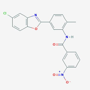 molecular formula C21H14ClN3O4 B400921 N-[5-(5-Chloro-benzooxazol-2-yl)-2-methyl-phenyl]-3-nitro-benzamide CAS No. 313953-44-5