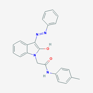 molecular formula C23H20N4O2 B400925 2-[2-Oxo-3-(phenyl-hydrazono)-2,3-dihydro-indol-1-yl]-N-p-tolyl-acetamide 